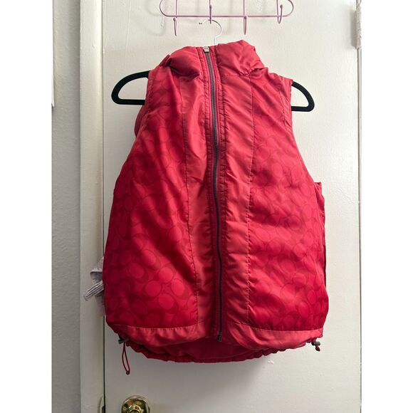 Women's Red Coach Puffer Down Vest Size M - Picture 1 of 10